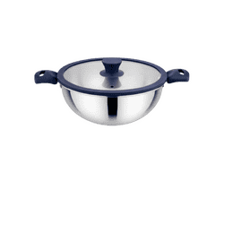 Prabha Tri-Ply Omega Deep Kadhai | Glass Lid | 28 Cm