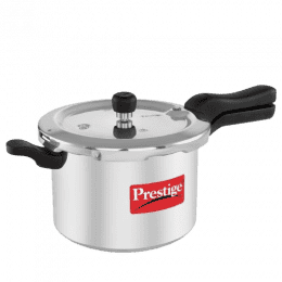 Prestige Aluminium Svachh Outerlid Pressure Cooker | 5 L | Deep Lid for spillage Control | Gas & Induction Compatible