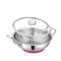 Prabha Elante Tri-Ply Kadhai With Glass Lid | 26cm