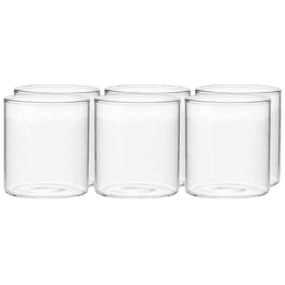Borosil Vision Small Squat Glass Set | Set of 6 | Transparent