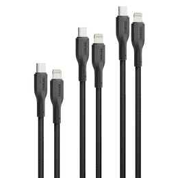 Promate 3Pcs High Tensile Strength USB-C to Lightning Cable Kit | 27W | Black