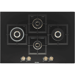 Bosch Built in Gas Hob | Tempered glass | Glass 4 Burner Auto Ignition | 75 cm | True Brass 2D Ring Burners | Black | PNI7B6F20I