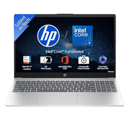HP 15 Laptop | Intel Core 5-120U | 16GB | 512GB | 15.6 | Windows 11 Home | Silver | 15-FD0682TU