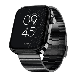 Boat Chrome Endeavour Square Smart Watch for Men & Women | Premium Metal Body | 1.96”(4.97cm) AMOLED Display | Steel Black
