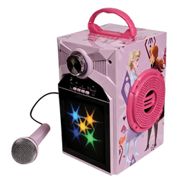 Disney Frozen Kids Karaoke Bluetooth Speaker with Wired Microphone | RGB LED Party Lights | Pink | DY-1016-FZ