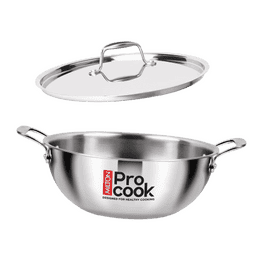 Milton Pro Cook Triply Kadai with Lid | Stainless Steel | 24 Cm