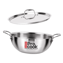 Milton Pro Cook Triply Kadai with Lid | Stainless Steel | 30 Cm
