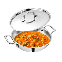 The Indus Valley Triply Stainless Steel Kadai with Steel Lid | 26cm | Silver