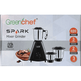 Greenchef Spark Mixer Grinder | 600 W | 3 Jars | Black