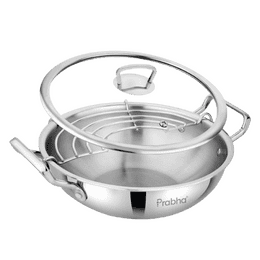 Prabha Elante Tri-Ply Kadhai with Glass Lid