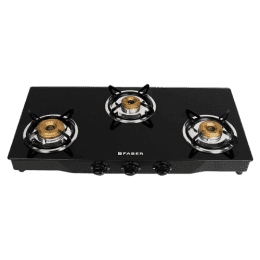 Faber Jumbo Gas Stove | Glass Top 3 Burner Gas Stove |  Auto Ignition | JUMBO 3BB BK AI | Black