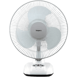 IMPEX Rechargeable Table Fan | BREEZE D3 with LED Light | 305 mm Silent Operation |  3 Blade Table Fan | White