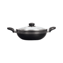 Blueberry Nonstick Kadai with Glass Lid | 3 Layer Coating | Induction Base | 3mm Thickness | 24cm