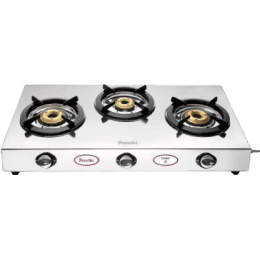 Preethi Blu Flame Ember Stainless Steel Manual Gas Stove | 3 Burners