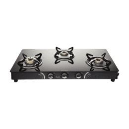 Preethi Blu Flame Sparkle Glass Manual Gas Stove | 3 Burners