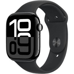 Apple Watch Series 10 | GPS | Cellular | 46mm | M/L | Jet Black Aluminium with Black Sport Band | Jet Black Strap