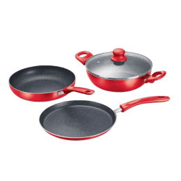 Prestige Aluminum Omega Cookware Set | Red