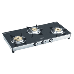 V-Guard 3 Burner Glass Top Gas Stove | VGS 3D AI