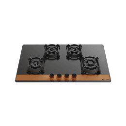 Faber Glass Electric Ignition Glass Top 4 Brass Burner Utopia | Black | HT 804 BR CI