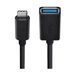 Belkin OTG Cable | F2CU036btBL | High Speed Metal Shield Reversible | Black