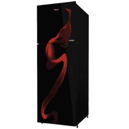 Haier Frost Free Double Door Refrigerator | 240 L | 2 Star | Spiral Black Glass | HRF-2902CSG-P