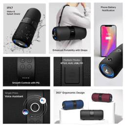 boAt  | Stone | 1200F | 14 W |  Bluetooth Speaker |  Stereo Channel  | RGB LEDs | Black