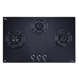 Elica | FLEXI HEXA 370 LOTUS IND HD BRASS | 3 Italian Burner | Auto Ignition Glass Top with Direct Multi-Flame  Gas Stove