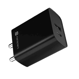 Portronics Mach Adapto 70 Dual Port Fast Charging Adaptor | 33 W | Black | POR 2029