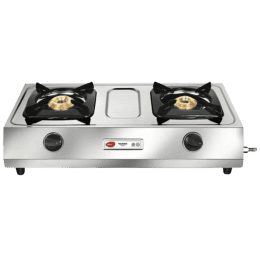 Pigeon Maxima Stainless Steel Manual Gas Stove | 2 Burners