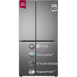 LG 655 L | GL-B257EPZX | Frost Free Side by Side Refrigerator with Smart Inverter Compressor | AI ThinQ (Wi-Fi) |  Door Cooling+ & Hygiene Fresh+ | Shiny Steel