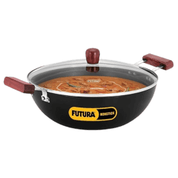 Hawkins Futura Deep Kadhai | Non Stick Kadai with Glass Lid | Flat Bottom Induction Kadhai | 5 L | INK50G