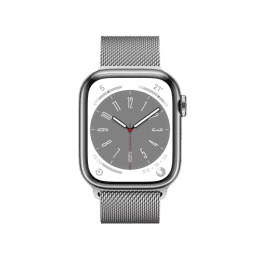 Apple Watch Series 8 | 45 mm | Silver Stainless Steel Case with Silver Milanese Loop (GPS + Cellular)