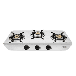 Preethi Stylo Steel Slim Stainless Steel Gas Stove | 3 Burner
