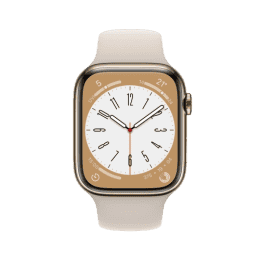 Apple Watch Series 8 | 41 mm | Gold Stainless Steel Case with Starlight Sport Band (GPS + Cellular)