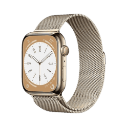 APPLE WATCH SERIES 8 45MM GOLD STAINLESS STEEL CASE GOLD STAINLESS STEEL MILANESE LOOP CEL