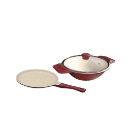 IMPEX RUBY 3Pcs Aluminium Diecast Nonstick Tawa Pan and Multipan Non-Stick Coated Cookware Set  | Aluminium | 3 Piece |
