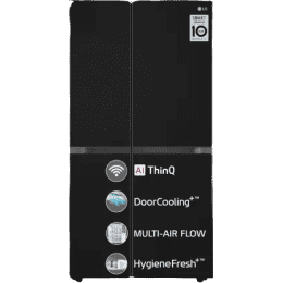 LG Frost Free Side by Side Refrigerator | GL-B257DBMX | 655 L | Black Glass