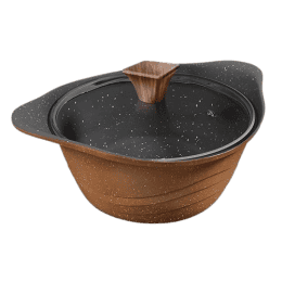 Preethi Artistic Die Cast Non Stick Kadai | 24 cm |  Glass Lid  | 5 Star | Brown