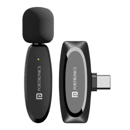 Portronics Dash 7 Omnidirectional Type C Wireless Microphone | Noise Cancellation | Lapel Wireless Mic for Video Recording | Supports Type C | Black | POR 2290