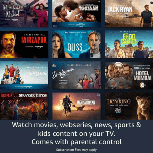 Fire TV Stick 3rd Gen with Alexa Voice Remote | includes TV controls | Stream HD Quality Video with Dolby Atoms Audio