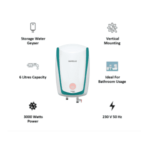 HAVELLS 6 L Storage Water Geyser Instanio Prime | white, Blue