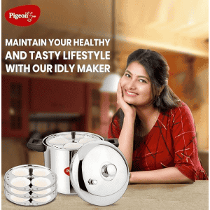Pigeon Stainless Steel Idly Maker | 4 Plates Compatible with Induction and Gas Stove | 15599