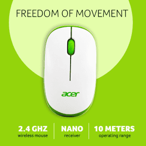 Acer Wireless Mouse | White and Green