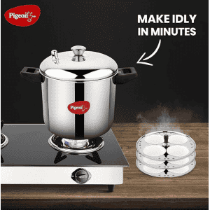 Pigeon Stainless Steel Idly Maker | 4 Plates Compatible with Induction and Gas Stove | 15599
