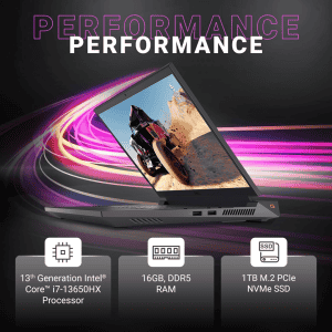 Dell Gaming G15 Laptop | Intel 13th Gen | i7 13650HX Processor | 16GB | 1TB SSD | Dark Shadow Gray | OGN5530112301RIN