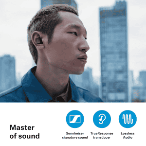 Sennheiser MOMENTUM True Wireless 4 in Ear Earbuds | Intelligent Adaptive ANC | Qi Fast Charge | Black Graphite