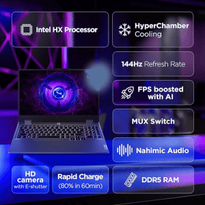 Lenovo LOQ Gaming Laptop | Intel Core i5 12th Gen 12450HX | 16GB | 512GB SSD | NVIDIA RTX 3050 | Grey | 83GS003NIN