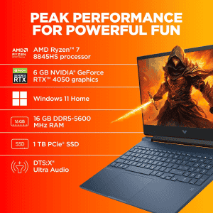 HP Victus  Gaming Laptop  | AMD Ryzen 7 Octa Core 8845HS | 16 GB | 1 TB SSD | 6 GB Graphics NVIDIA GeForce RTX 4050  | Blue | 15-fb2117AX