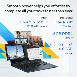ASUS Vivobook 15 Light Weight Laptop | Intel Core i5 12th Gen 1235U | 8 GB | 512 GB SSD | Quiet Blue | X1504ZA-NJ520WS