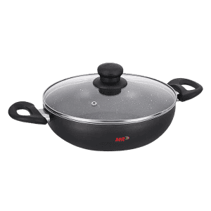 MR Kadai Tawa Frypan With Glass Lid Induction Base | Non stick 3 layer coating | IKTF GL 22